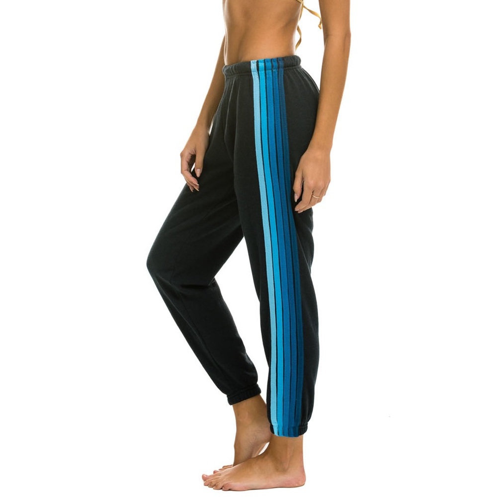 Aviator Nation 5-Stripe Sweatpants Charcoal and Blue